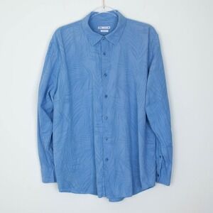 ZARA Mens Blue Floral Jacquard Relaxed Fit Long Sleeve Button Up Shirt Size L‎